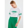 4322 Baskılı Oversize Basic Tişört - Beyaz - 145429