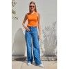 917 Bisiklet Yaka Fitilli Kolsuz Bluz - Turuncu - 145440 917 Bisiklet Yaka Fitilli Kolsuz Bluz - Turuncu - 145440