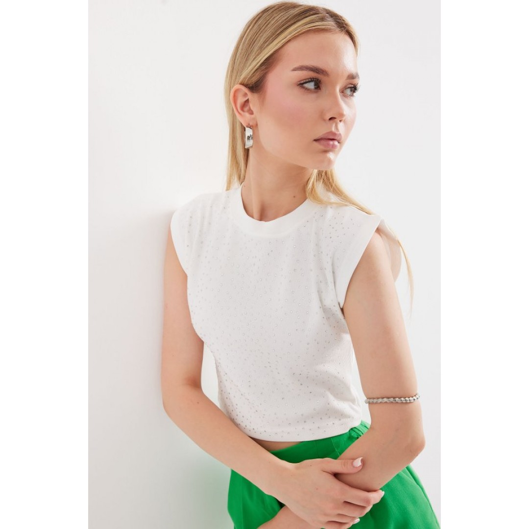 919 Halter Yaka Crop Bluz - Beyaz 145445 919 Halter Yaka Crop Bluz - Beyaz 145445