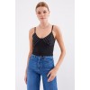 918 İp Askılı Crop Top - Siyah 145446