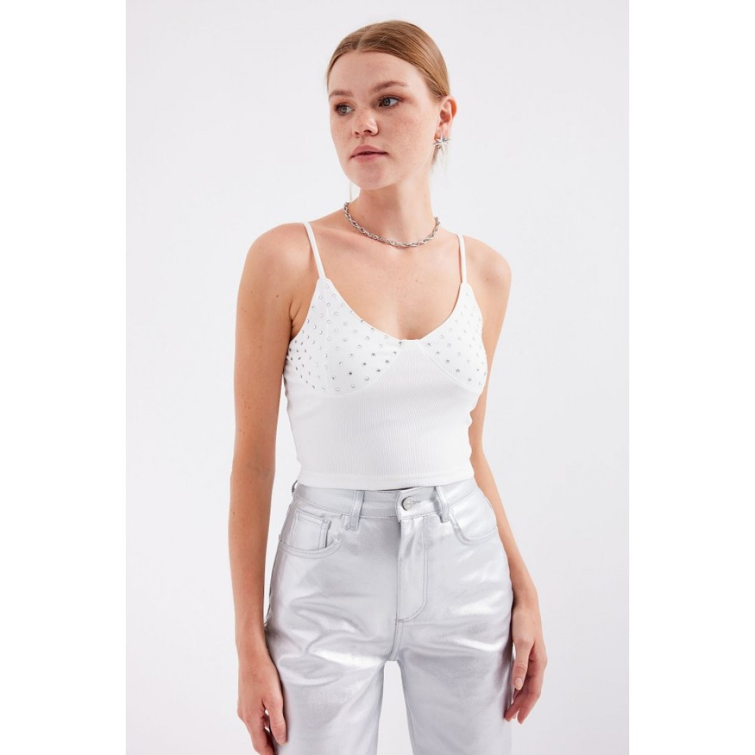 918 İp Askılı Crop Top - Beyaz - 145447 918 İp Askılı Crop Top - Beyaz - 145447