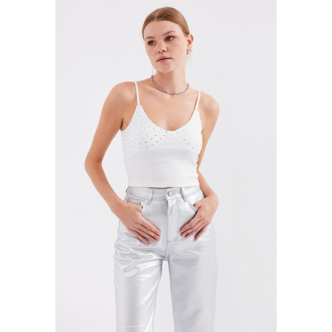 918 İp Askılı Crop Top - Beyaz - 145447 918 İp Askılı Crop Top - Beyaz - 145447