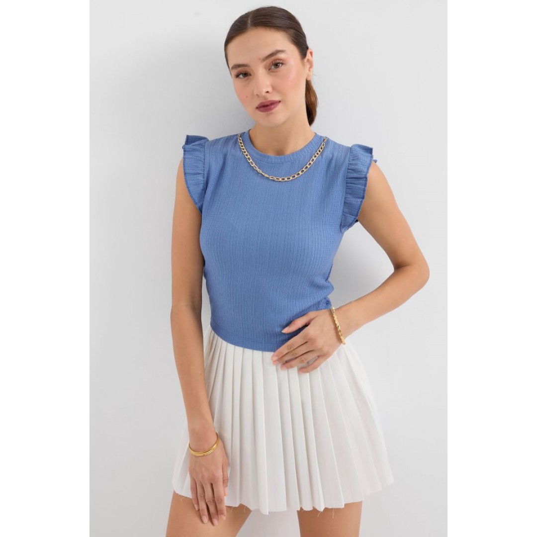 0430 Örme Bluz - İndigo 145516 0430 Örme Bluz - İndigo 145516