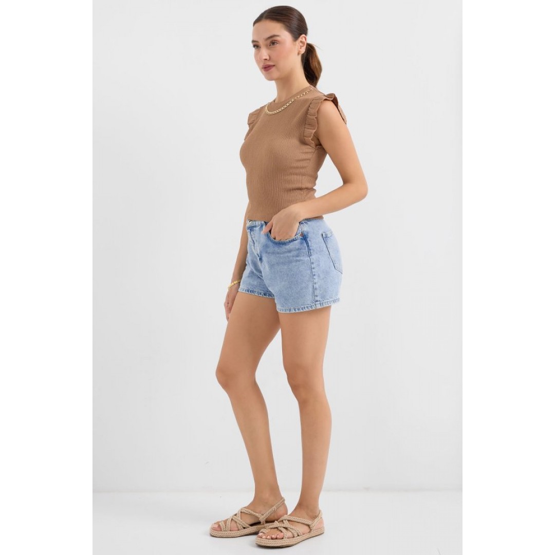 0430 Örme Bluz - Camel 145518 0430 Örme Bluz - Camel 145518