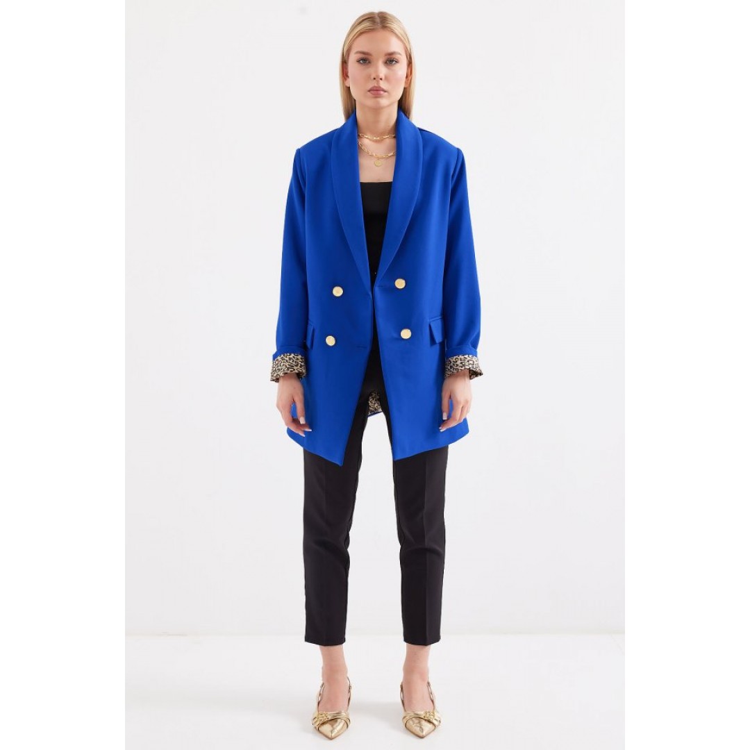 0704 Düğme Detaylı Blazer Ceket - Saks 145529 0704 Düğme Detaylı Blazer Ceket - Saks 145529