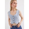 6797 Crop Kot Yelek - Mavi 145530 6797 Crop Kot Yelek - Mavi 145530