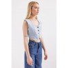 6797 Crop Kot Yelek - Mavi 145530 6797 Crop Kot Yelek - Mavi 145530