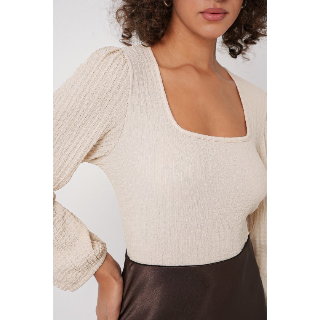 0442 Uzun Kollu Bluz - Krem 145614 0442 Uzun Kollu Bluz - Krem 145614