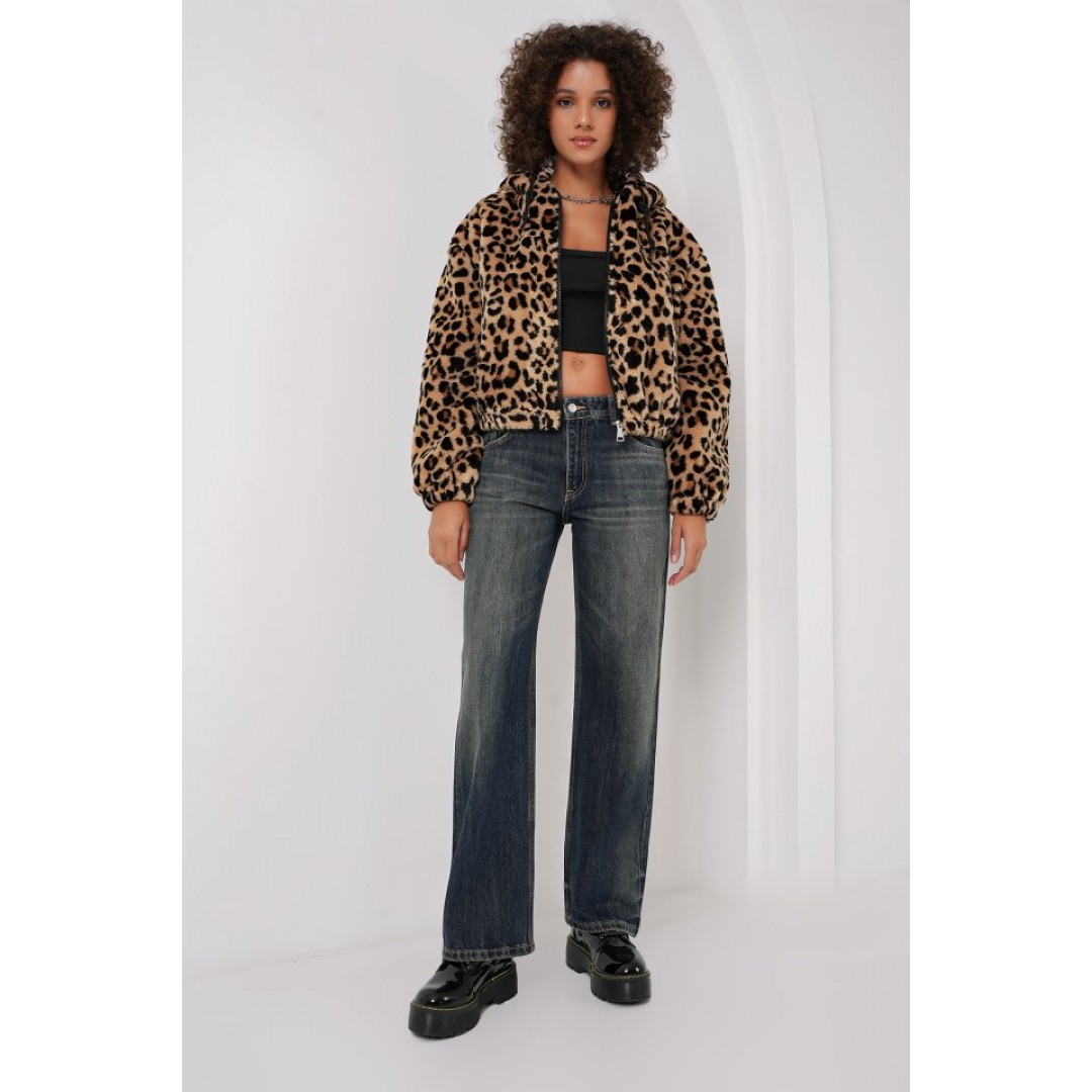5193 Kapüşonlu Peluş Crop Ceket - C. Kahverengi 145661 5193 Kapüşonlu Peluş Crop Ceket - C. Kahverengi 145661