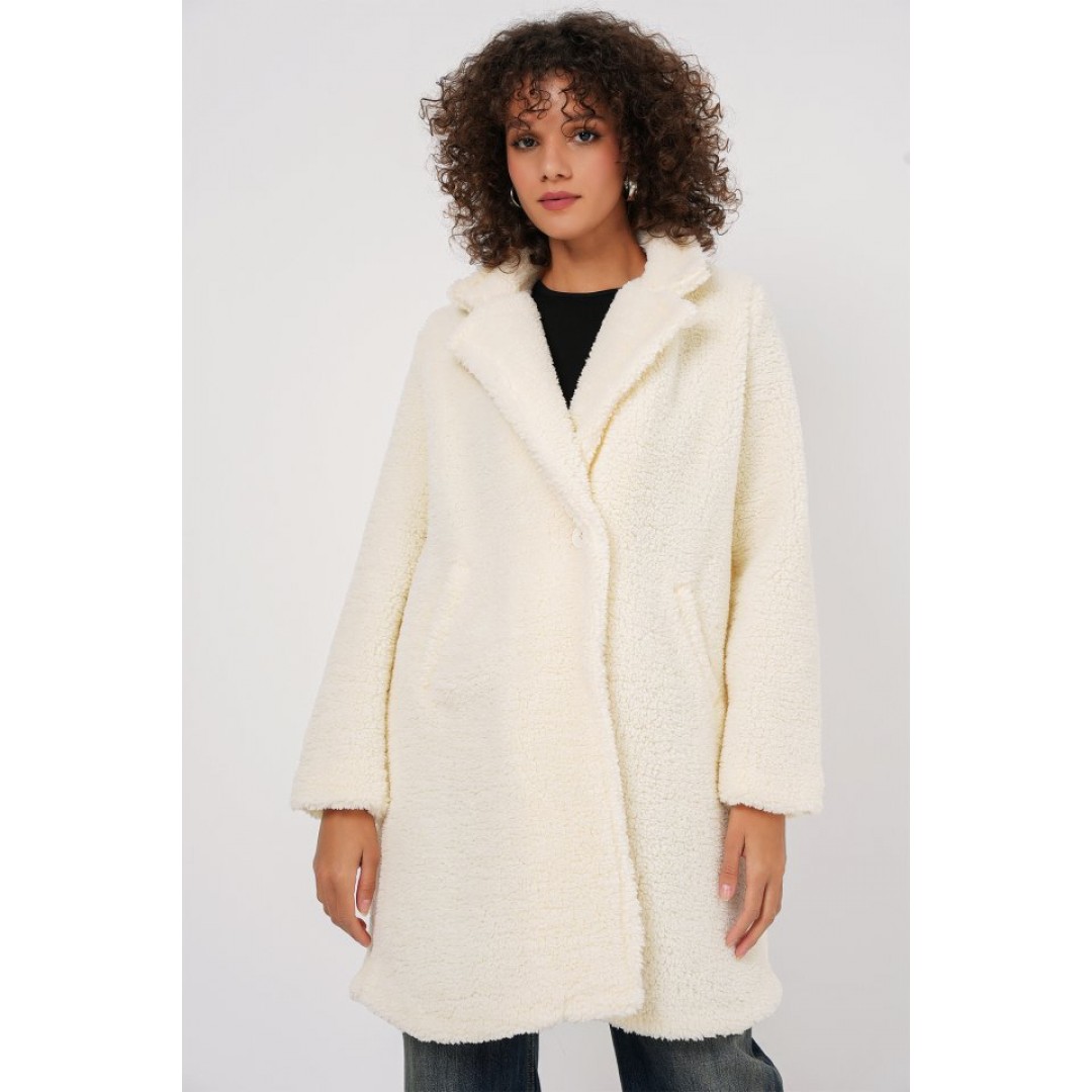 9148 Oversize Peluş Kaban - Ekru 145676 9148 Oversize Peluş Kaban - Ekru 145676