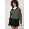 55449 Fermuarlı Yaka Örme Sweatshirt - Haki 145677 55449 Fermuarlı Yaka Örme Sweatshirt - Haki 145677