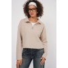 55449 Fermuarlı Yaka Örme Sweatshirt - Krem 145678 55449 Fermuarlı Yaka Örme Sweatshirt - Krem 145678