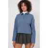 55449 Fermuarlı Yaka Örme Sweatshirt - İndigo 145682 55449 Fermuarlı Yaka Örme Sweatshirt - İndigo 145682