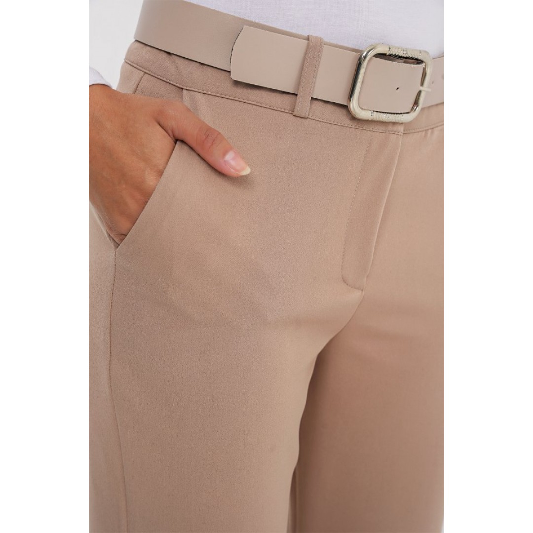 6538 Kemerli İspanyol Paça Pantolon - Bej 145690 6538 Kemerli İspanyol Paça Pantolon - Bej 145690