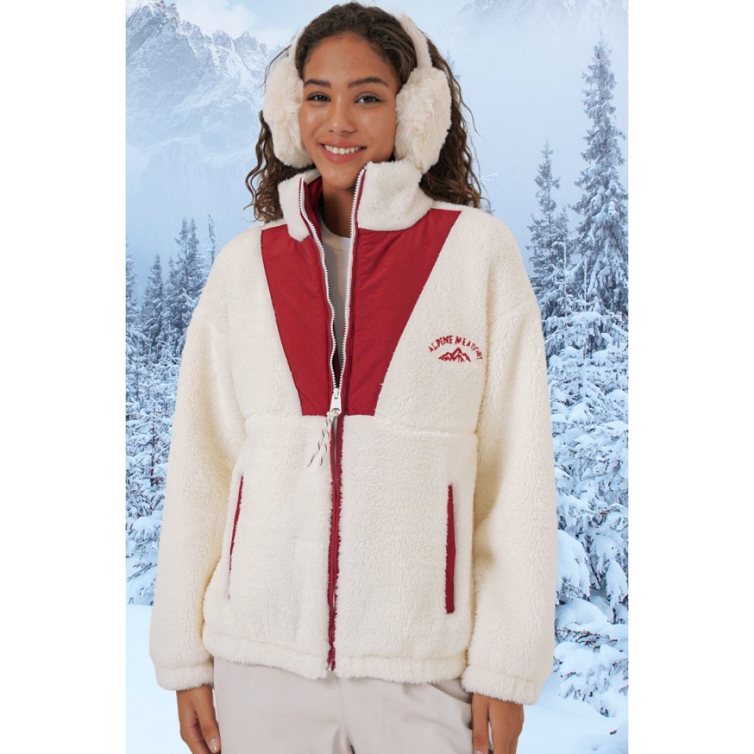 5194 Peluş Mont Ceket - Bordo