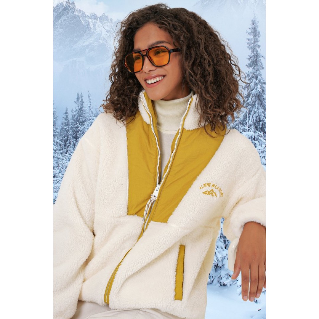 5194 Peluş Mont Ceket - Hardal 145714 5194 Peluş Mont Ceket - Hardal 145714