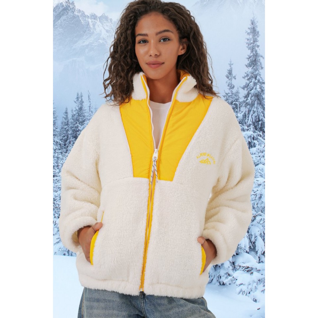 5194 Peluş Mont Ceket - Sarı