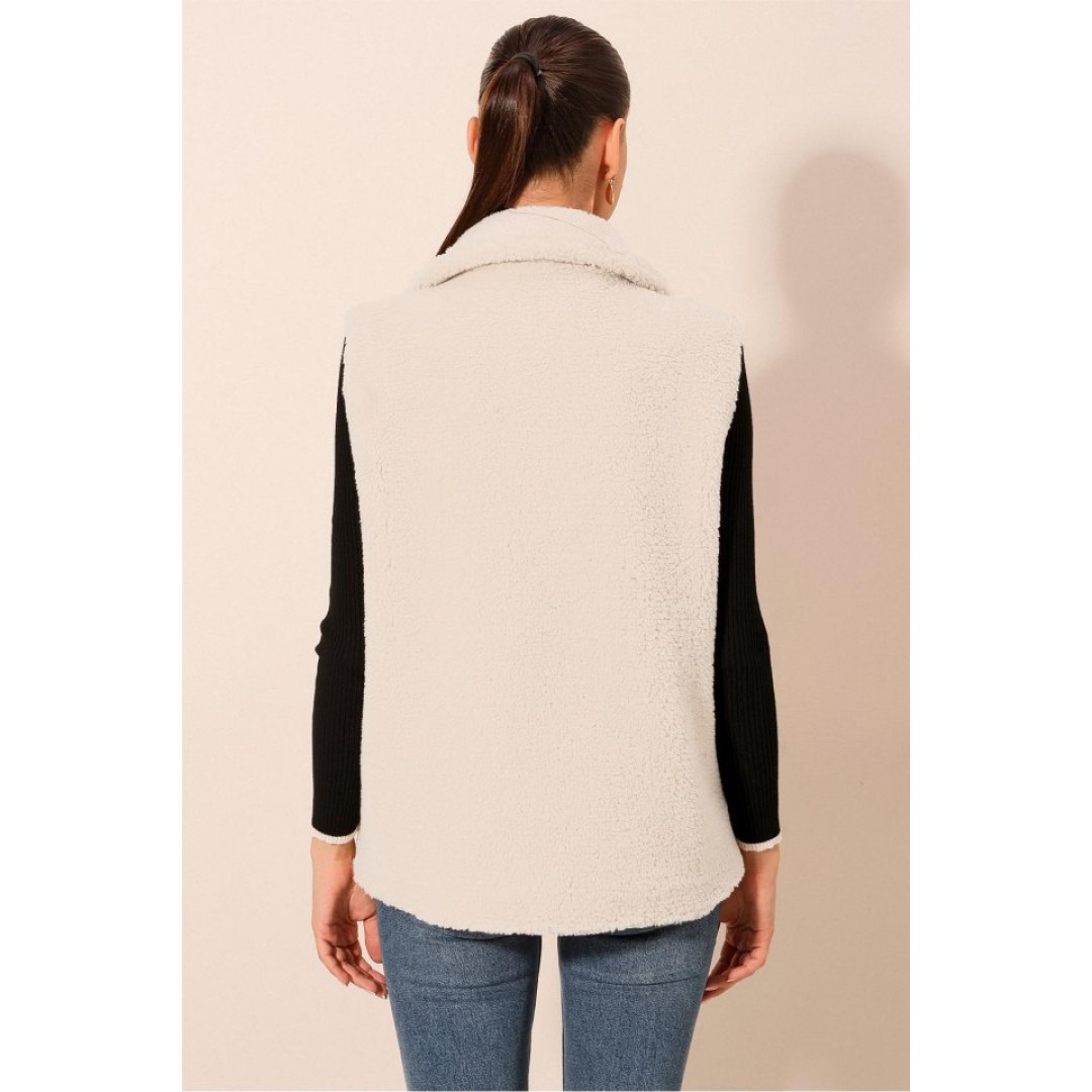 6793 Peluş Yelek - Beyaz 145721