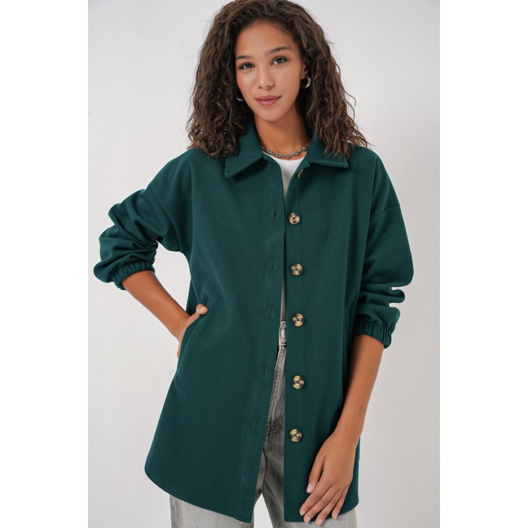 0674 Cepli Oversize Gömlek - Y.Zümrüt 145726 0674 Cepli Oversize Gömlek - Y.Zümrüt 145726