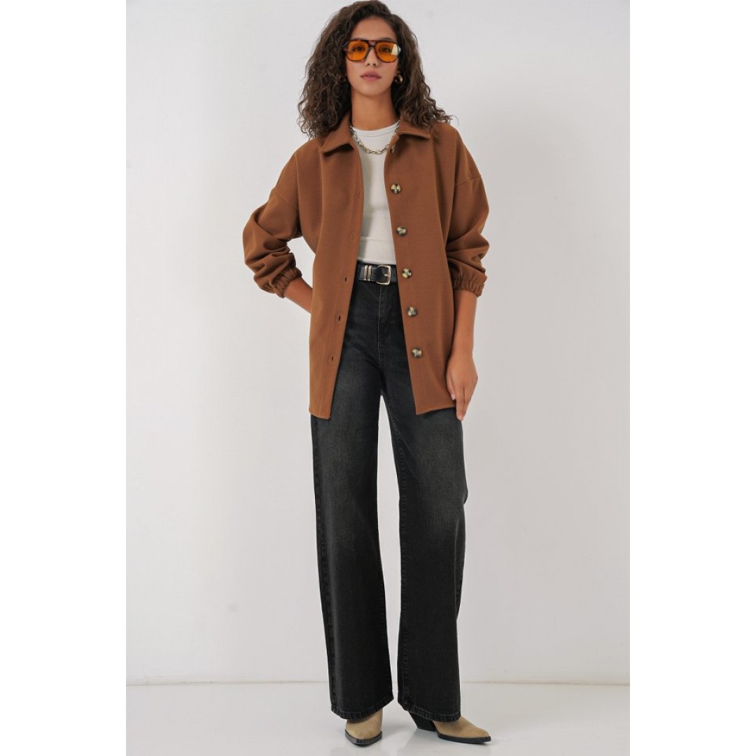 0674 Cepli Oversize Gömlek - Taba 145732 0674 Cepli Oversize Gömlek - Taba 145732