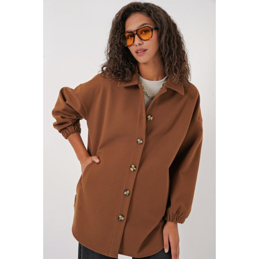 0674 Cepli Oversize Gömlek - Taba 145732 0674 Cepli Oversize Gömlek - Taba 145732
