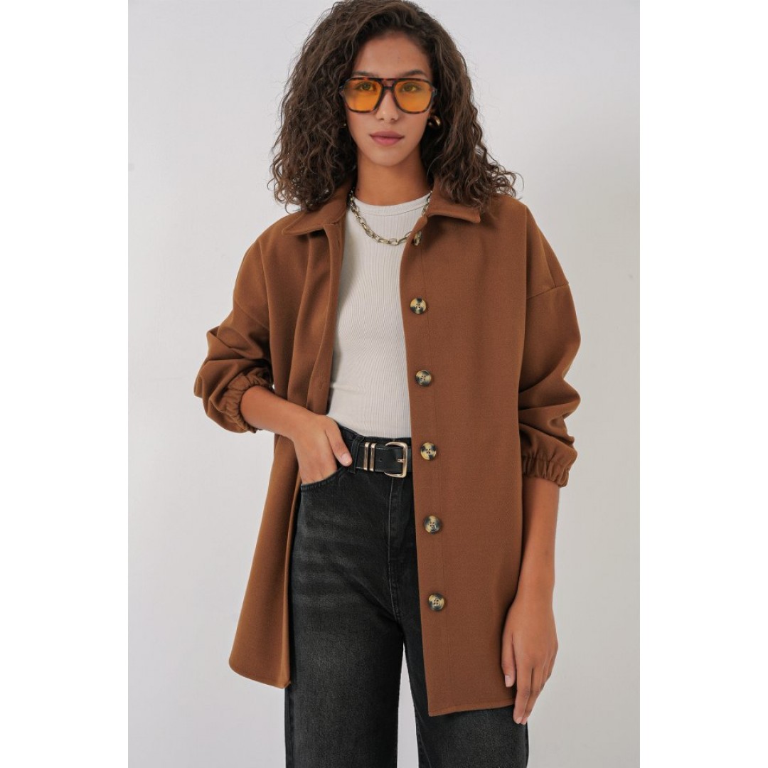 0674 Cepli Oversize Gömlek - Taba 145732 0674 Cepli Oversize Gömlek - Taba 145732