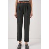 6686 Pileli Kemerli Kumaş Pantolon - Füme 145742
