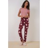 4323 Desenli Pijama Altı - Bordo 145745