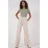 6690 Bol Paça Yüksek Bel Pantolon - Krem 145752 6690 Bol Paça Yüksek Bel Pantolon - Krem 145752