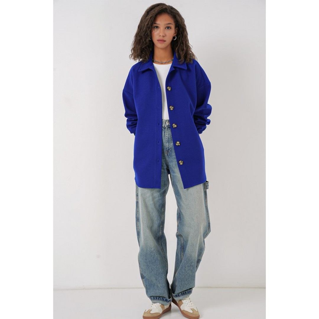 0674 Cepli Oversize Gömlek - Saks 145760 0674 Cepli Oversize Gömlek - Saks 145760
