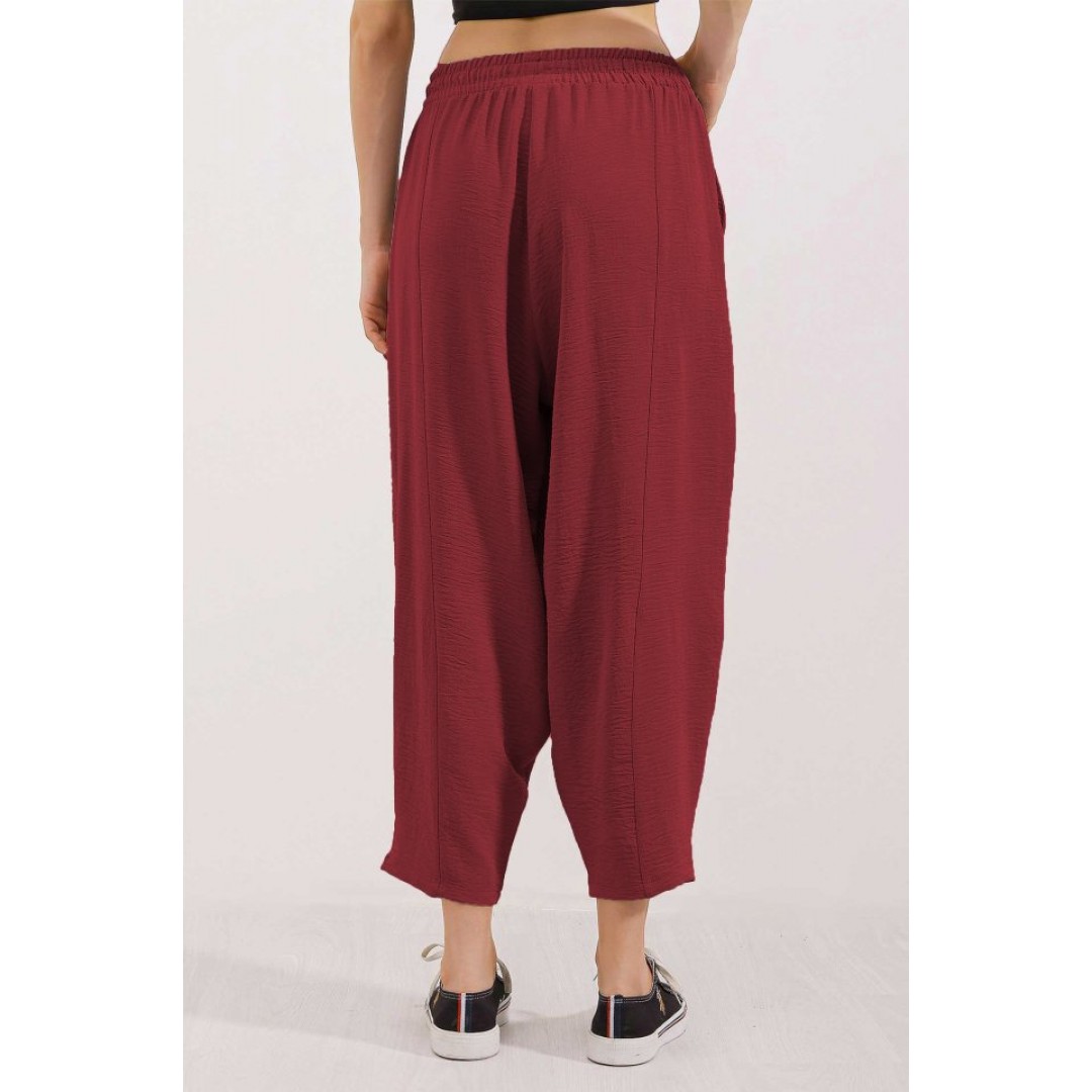 6591 Dokuma Şalvar Pantolon - Bordo 145765 6591 Dokuma Şalvar Pantolon - Bordo 145765