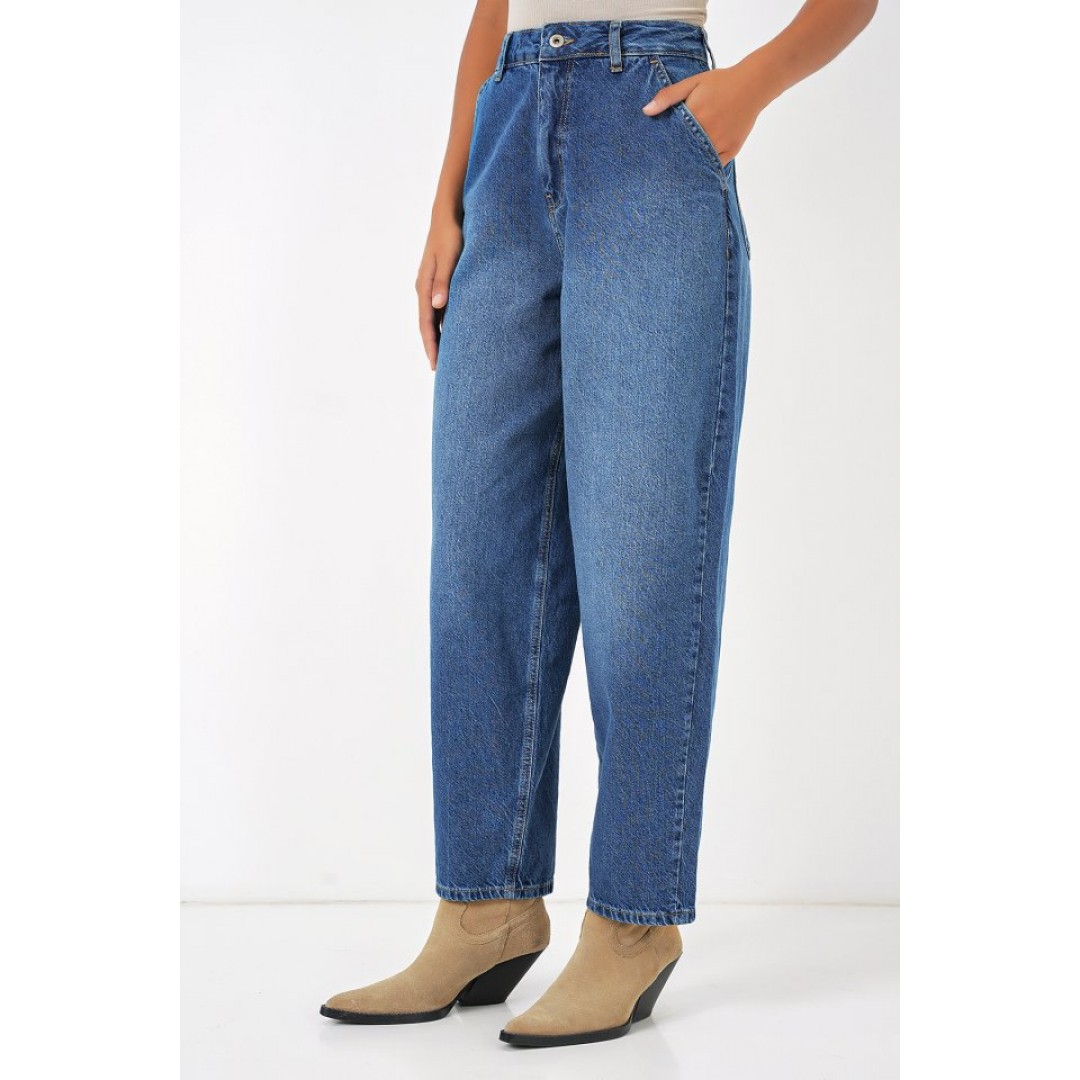6688 Yüksek Bel Baggy Kot Pantolon - Lacivert 145772 6688 Yüksek Bel Baggy Kot Pantolon - Lacivert 145772