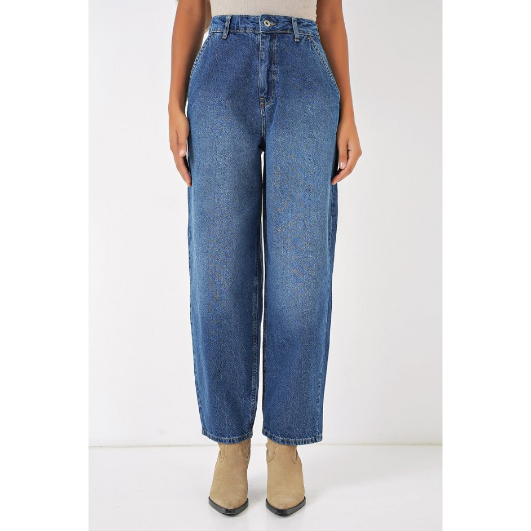 6688 Yüksek Bel Baggy Kot Pantolon - Lacivert 145772 6688 Yüksek Bel Baggy Kot Pantolon - Lacivert 145772