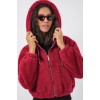5193 Kapüşonlu Peluş Crop Ceket - Bordo 145858 5193 Kapüşonlu Peluş Crop Ceket - Bordo 145858