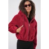5193 Kapüşonlu Peluş Crop Ceket - Bordo 145858 5193 Kapüşonlu Peluş Crop Ceket - Bordo 145858