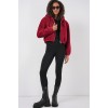 5193 Kapüşonlu Peluş Crop Ceket - Bordo 145858 5193 Kapüşonlu Peluş Crop Ceket - Bordo 145858