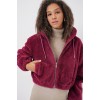 5193 Kapüşonlu Peluş Crop Ceket - Mürdüm 145859 5193 Kapüşonlu Peluş Crop Ceket - Mürdüm 145859