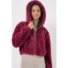 5193 Kapüşonlu Peluş Crop Ceket - Mürdüm 145859 5193 Kapüşonlu Peluş Crop Ceket - Mürdüm 145859