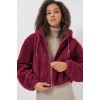 5193 Kapüşonlu Peluş Crop Ceket - Mürdüm 145859 5193 Kapüşonlu Peluş Crop Ceket - Mürdüm 145859