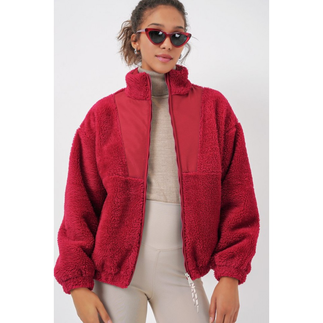5194 Peluş Mont Ceket - A.Bordo 145861 5194 Peluş Mont Ceket - A.Bordo 145861