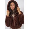 5193 Kapüşonlu Peluş Crop Ceket - Kahverengi 145863 5193 Kapüşonlu Peluş Crop Ceket - Kahverengi 145863