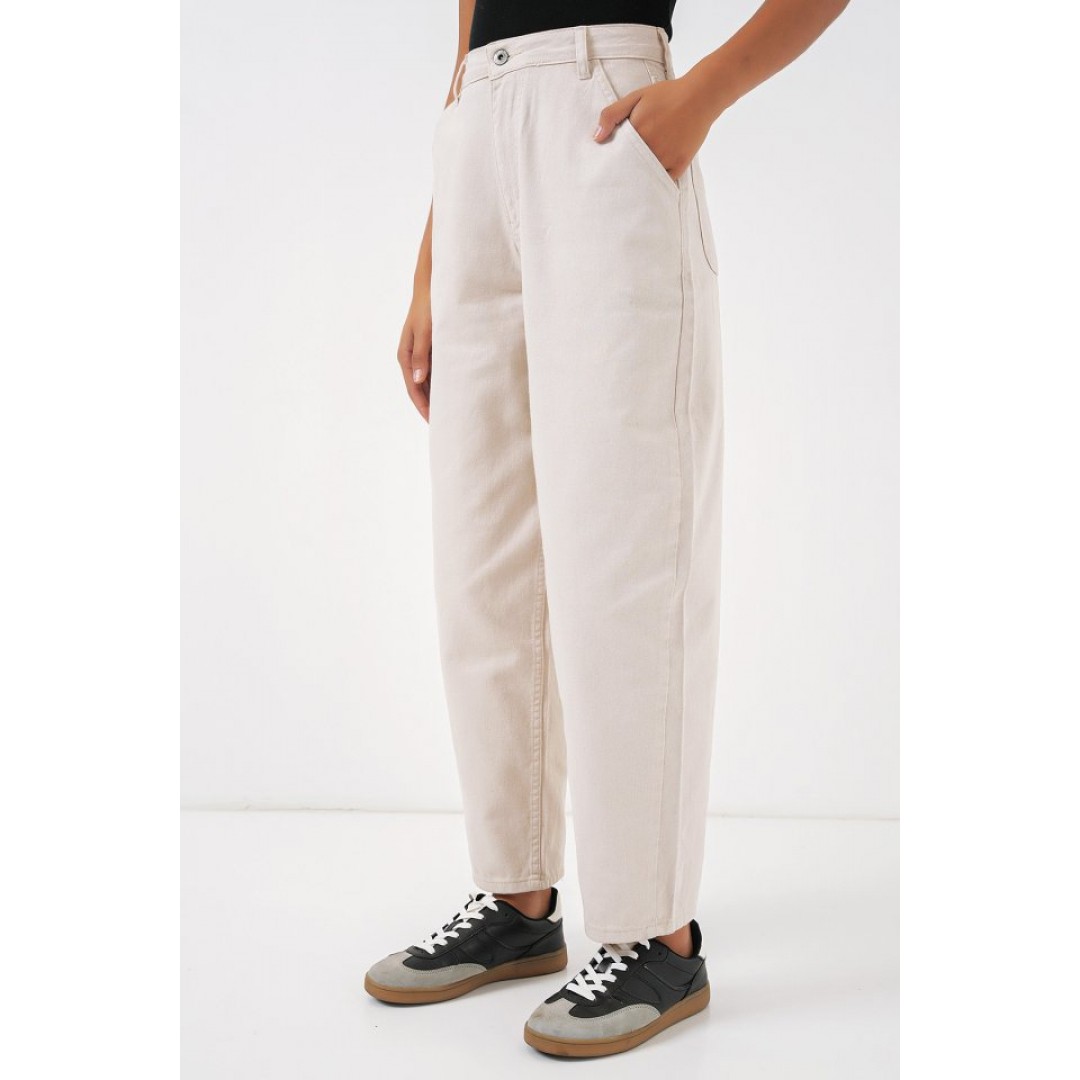 6703 Yüksek Bel Kot Pantolon - Ekru 145869