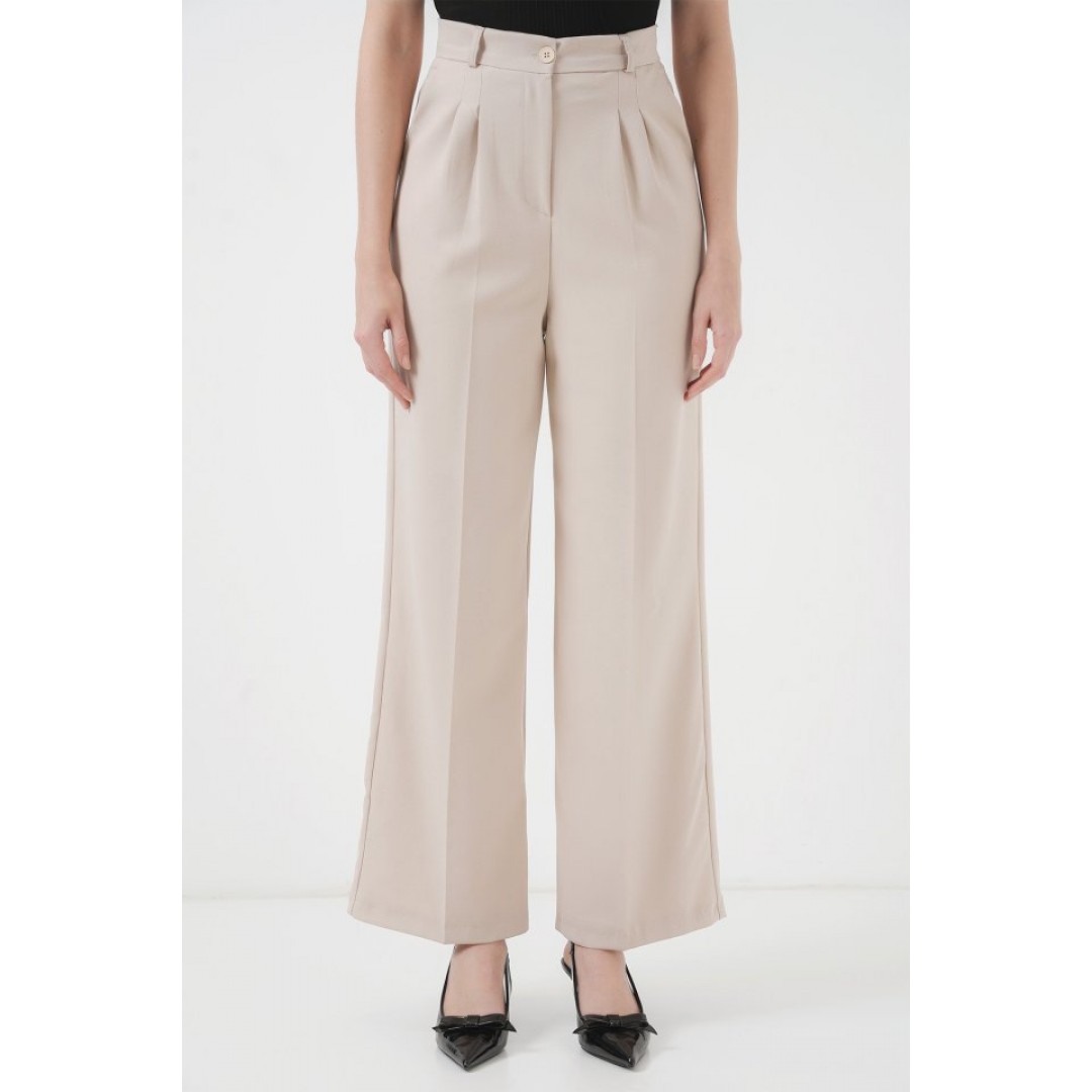 6647 Bol Paça Kumaş Pantolon - Krem 145880 6647 Bol Paça Kumaş Pantolon - Krem 145880