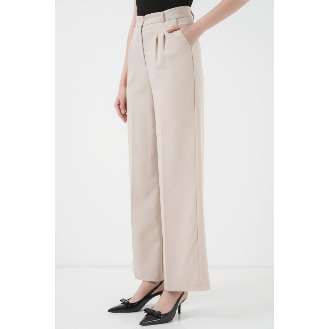 6647 Bol Paça Kumaş Pantolon - Krem 145880 6647 Bol Paça Kumaş Pantolon - Krem 145880