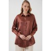 3985 Oversize Saten Gömlek - Taba 145884 3985 Oversize Saten Gömlek - Taba 145884