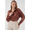 3985 Oversize Saten Gömlek - Taba 145884 3985 Oversize Saten Gömlek - Taba 145884
