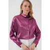 3985 Oversize Saten Gömlek - Koyu Lila 145886 3985 Oversize Saten Gömlek - Koyu Lila 145886