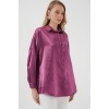 3985 Oversize Saten Gömlek - Koyu Lila 145886 3985 Oversize Saten Gömlek - Koyu Lila 145886