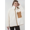 55446 Fermuarlı Oversize Peluş Ceket Mont - Camel 145948