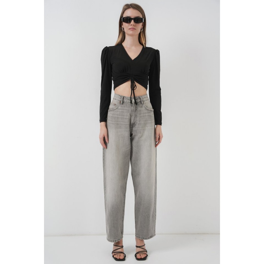 936 Sandy Crop Bluz - Siyah 145949